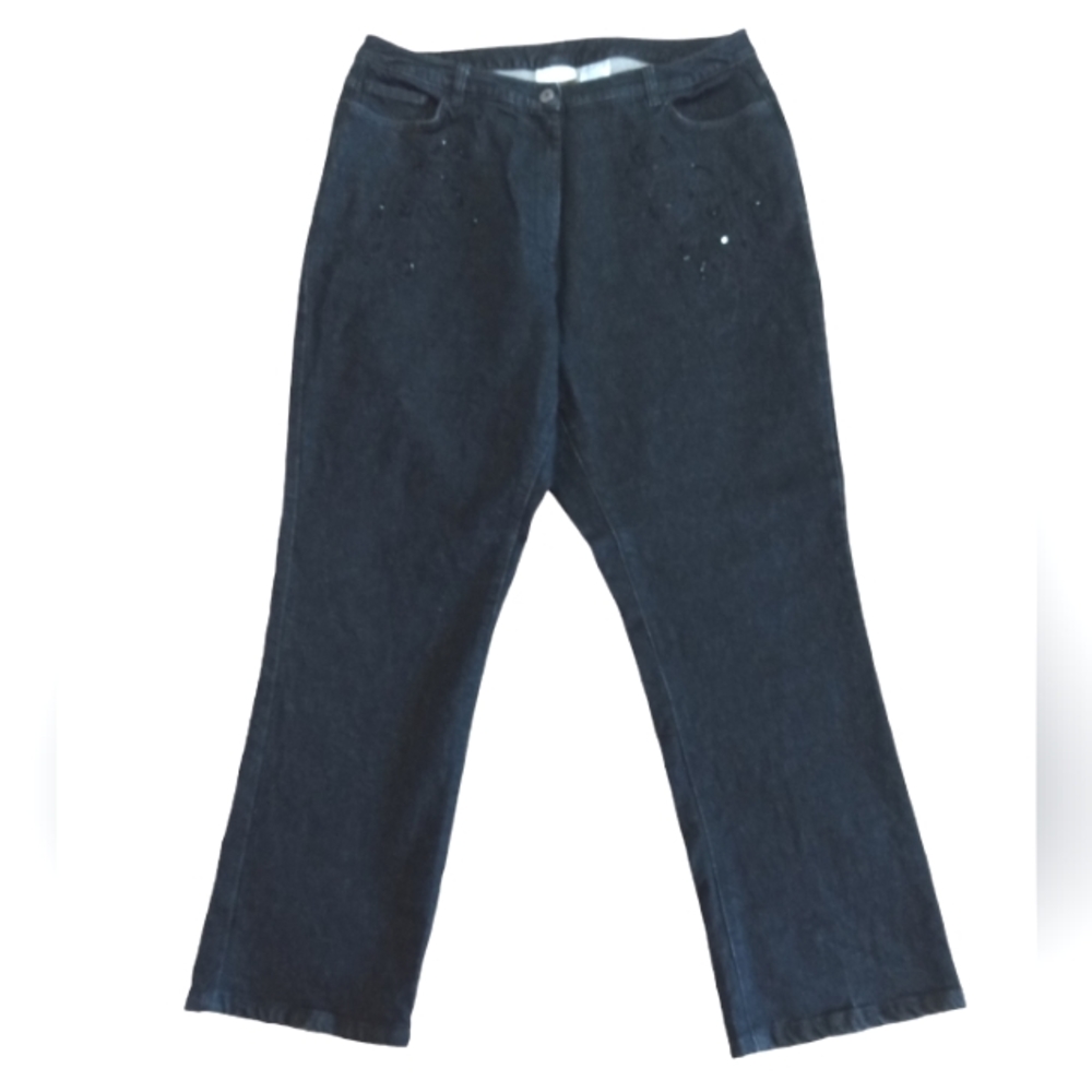 Liz Claiborne Elisabeth Black Sequenced Jeans Size 14
